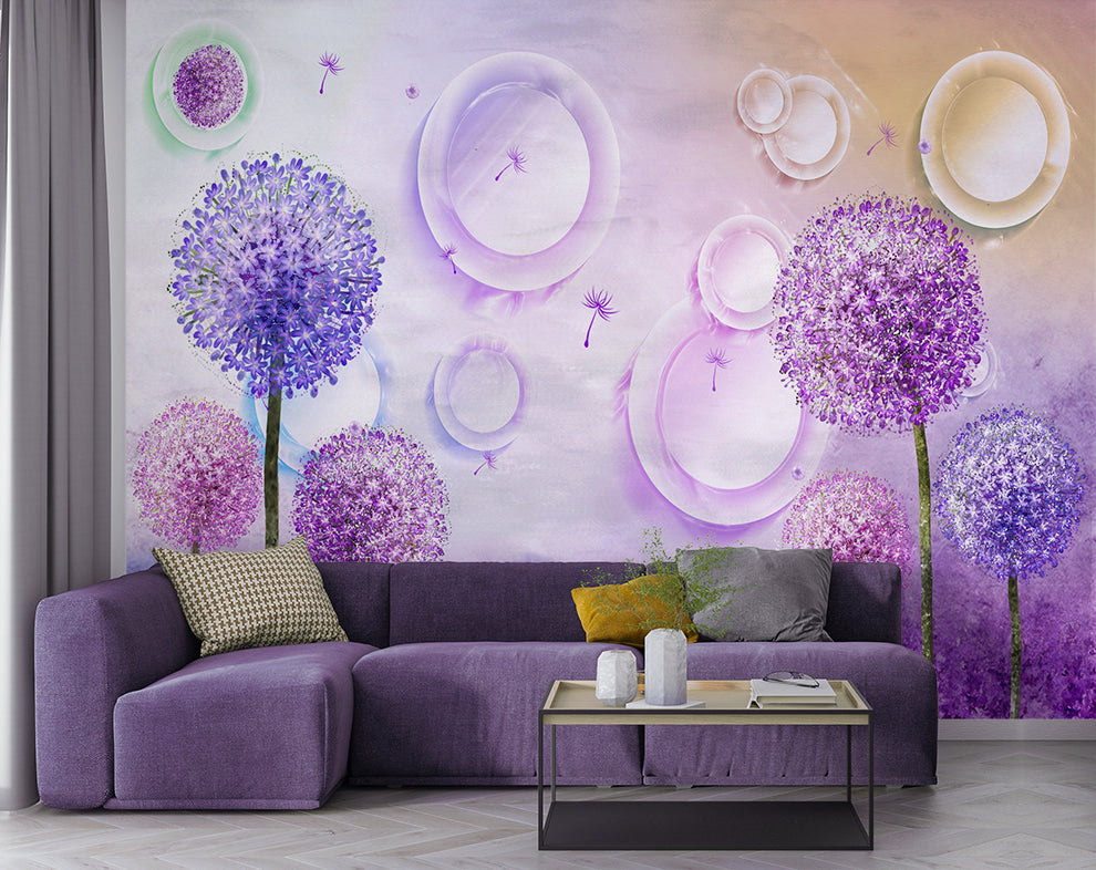 Pink Purple Dandelions Flowers Wallpaper