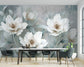 3D white big flower wallpaper for living room - view 4