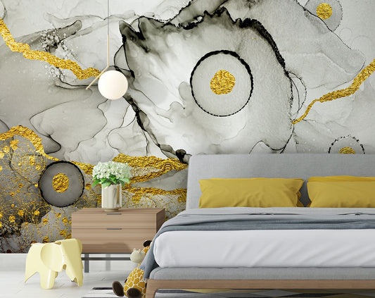 White, Black And Golden Marble Design Wallpaper