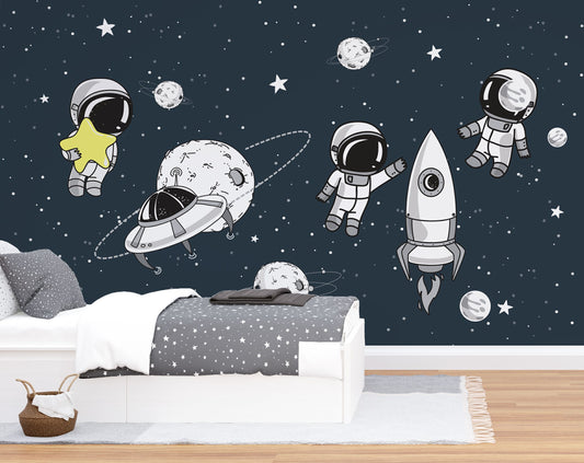 Beautiful Space Planet Starry Sky Wallpaper | Kids Room Wallpaper