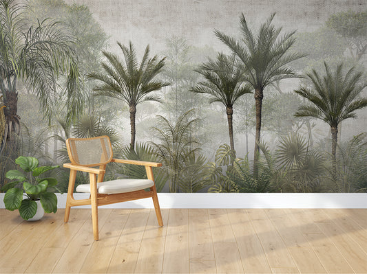 Living Room - Tropical Trees & Forest Wall Mural Wallpaper, Custom Size