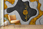Golden rose grey and yellow marble wallpaper - view 3