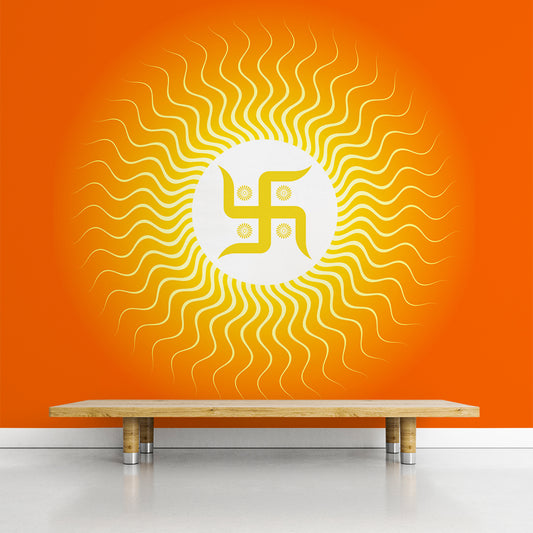 Hindu Swastik Symbol On Sun Wallpaper