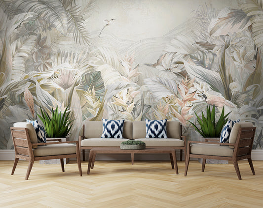 Abstract Banana Leaves tropical Paradise Jungle Wallpaper