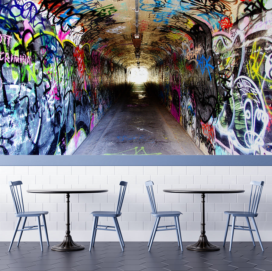3D Graffiti Style Cafe Wallpaper