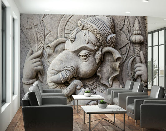 3d Lord Ganesha wall mural wallpaper | 3d Ganesha hallway wallpaper