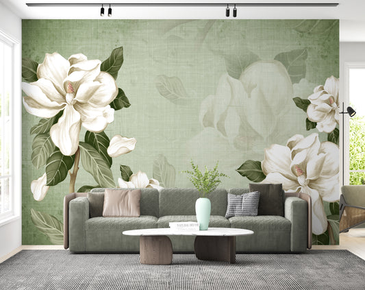 Magnolia Flowers Botanical Art Wallpaper