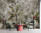 Grey and green botanical forest wallpaper - view 3