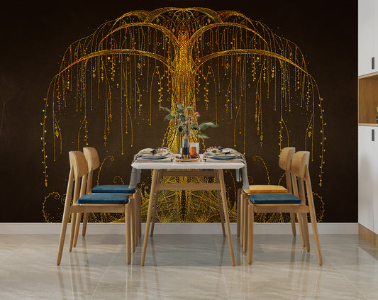 Dining Room - Abstract Golden Tree Mural Wallpaper