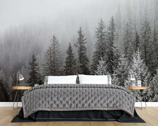 Bedroom - Misty Mountain Forest 3D Landscape Wallpaper
