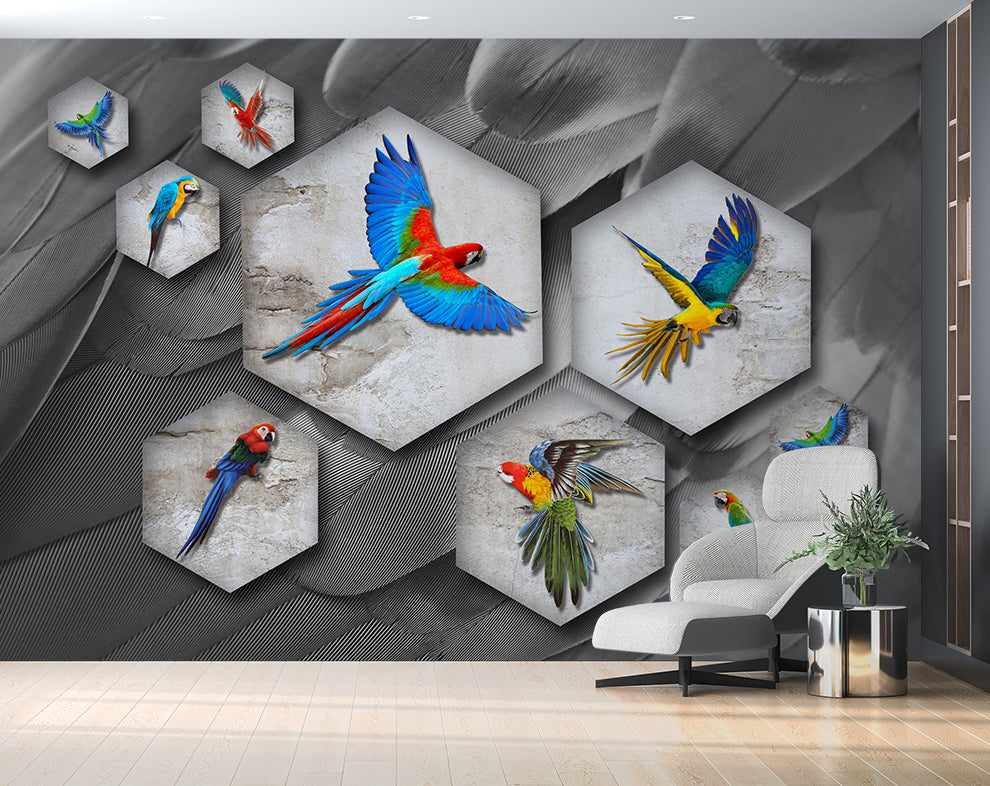 Modern beautiful parrot wallpaper