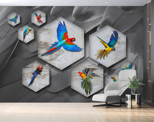 Modern beautiful parrot wallpaper