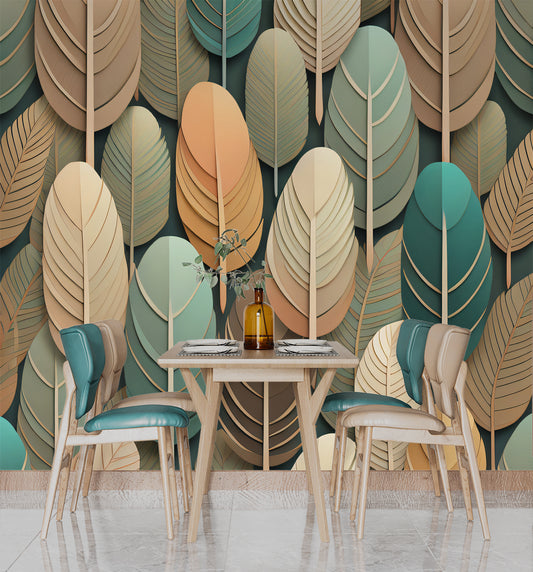 Abstract Colorful Feather Design Wallpaper