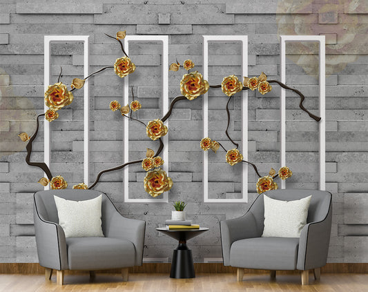 Living Room - Fashion Floral & Botanical Grey Wallpaper