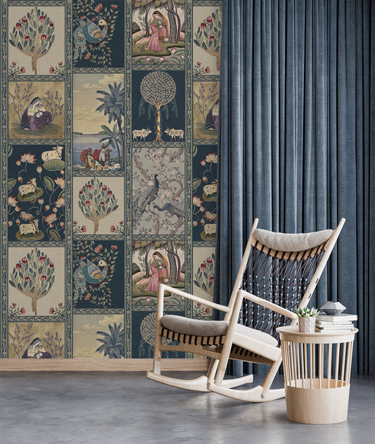 Living Room - Indian Heritage Wall Mural Wallpaper, Custom Size