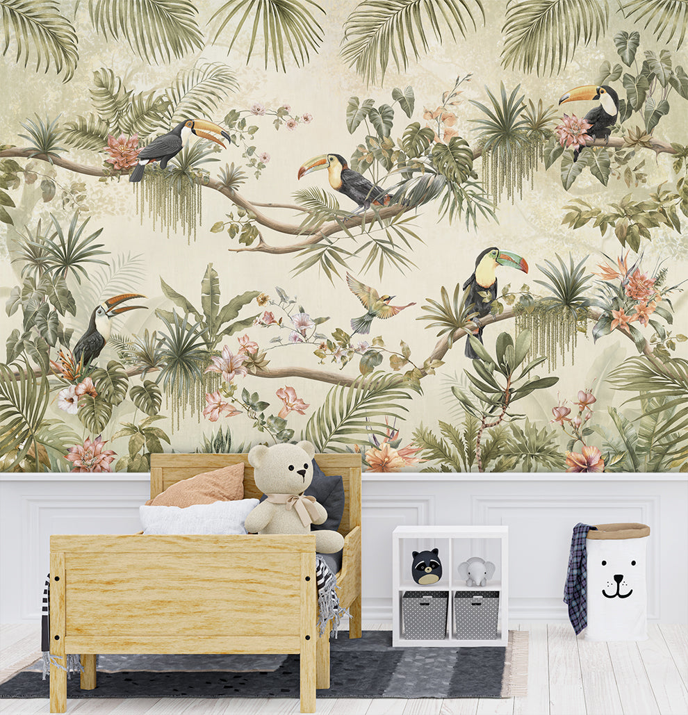 Tropical Jungle And Birds Wallpaper