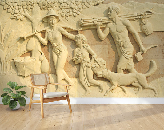 Living Room - 3D Mural Vintage Wallpaper