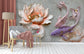 3D Mural Relief Lotus Fish Retro Bedroom Wallpaper