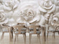 3D White Rose Flowers Wallpaper