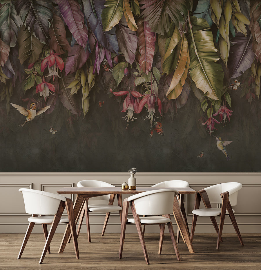 Banana leaves hanging wallpaper