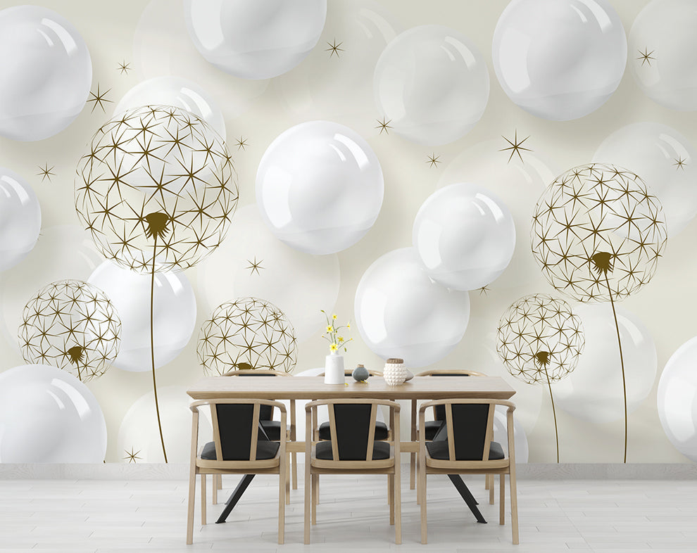 Stereo Ball Dandelion Round Ball Bedroom Background Wall Decoration Wallpaper