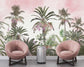 Watercolor tropical leaves and flowers wallpaper - view 3