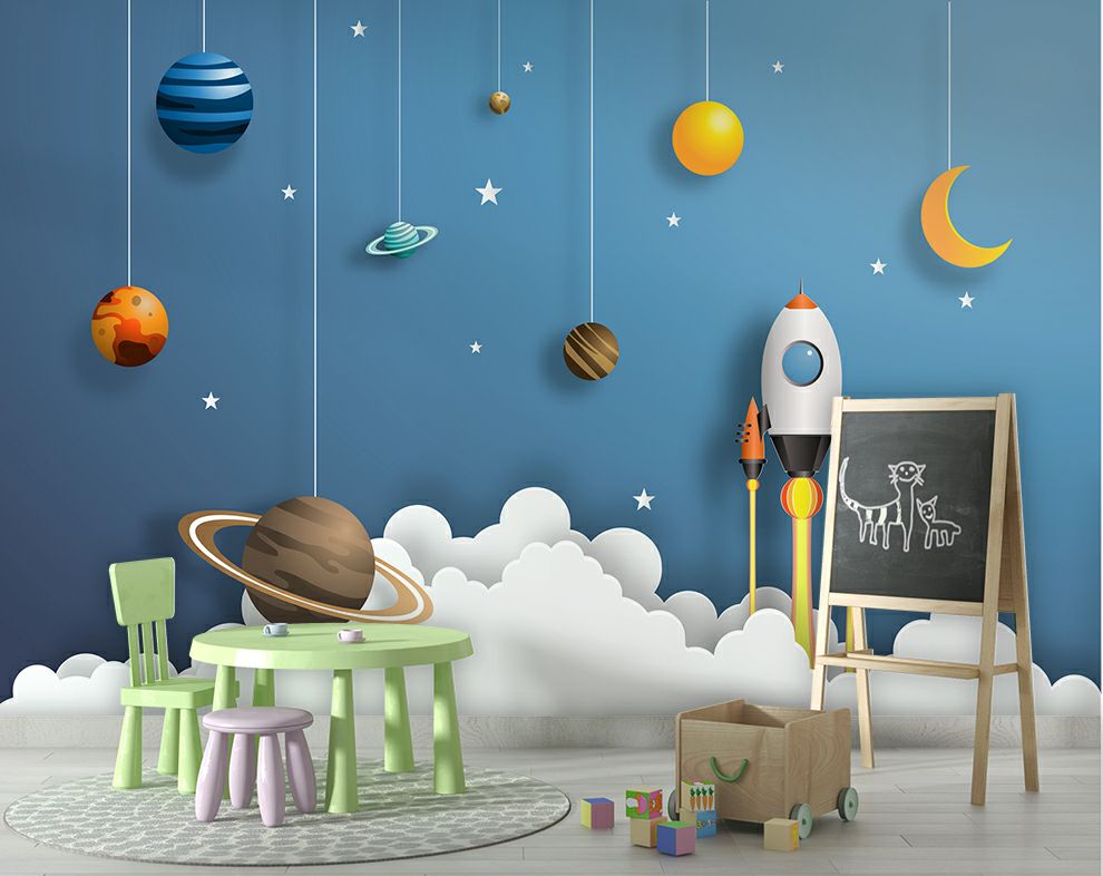 Kids 3D Mural Space 3D Wallpaper