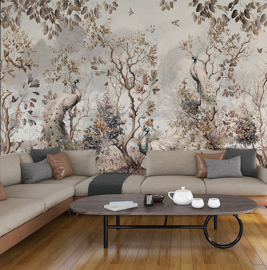 Chinoiserie Peacock Wallpaper
