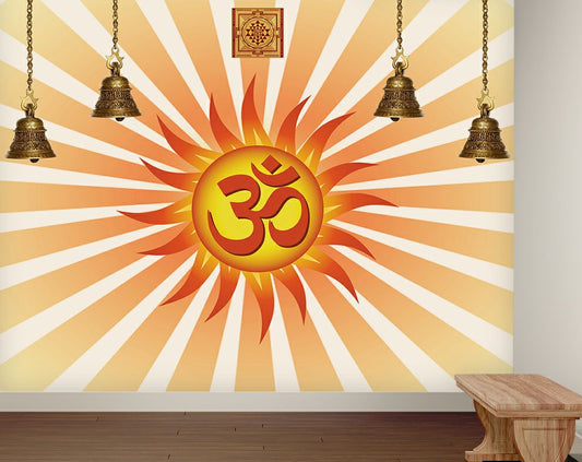 Om Art Wallpaper For Pooja Room | Om wallpaper for walls