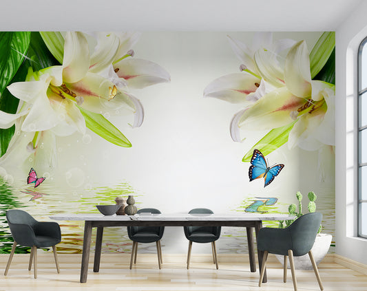 Beautiful Flowers And Butterfly Wallpaper
