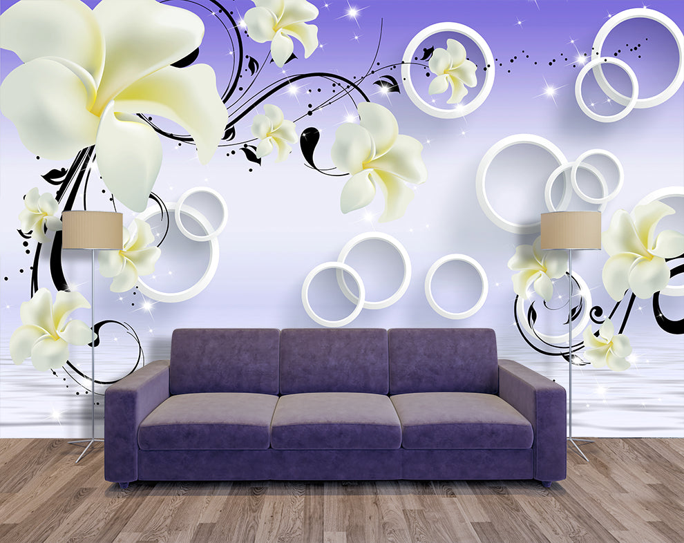 Beautiful Purple Wallpaper White flowers
