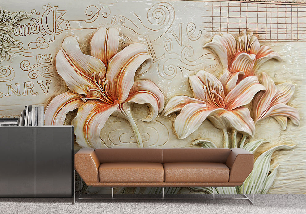 3D Murals Orchids Lily Flowers Wallpaper
