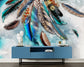 3D Colorful Feather Wallpaper For Bedroom