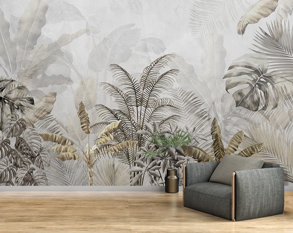 Tropical Tree And Plants Botanical Wallpaper