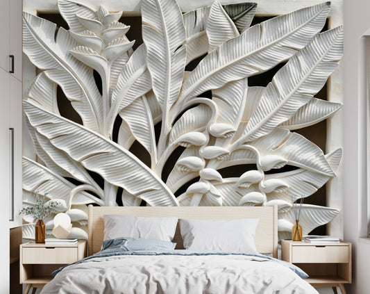Stone Art 3D Wallpaper | Banana Tree Wallpaper For Wall