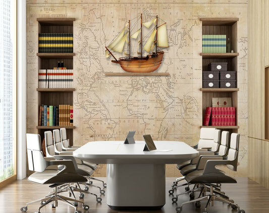 World Map 3D Mural Wallpaper For Office Wall