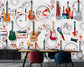 3D guitar and music pattern wallpaper - view 3