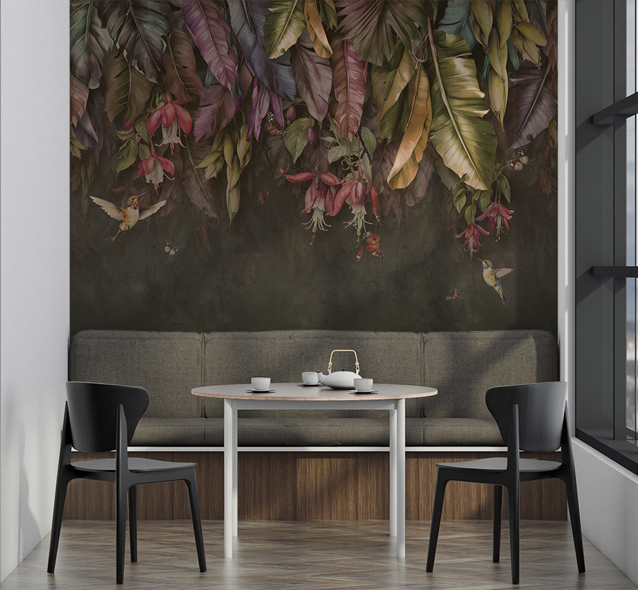 Banana leaves hanging wallpaper