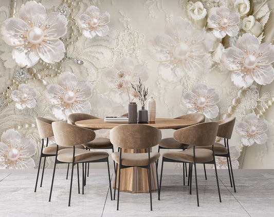 Pearl Flowers Background Wallpaper