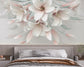 Bedroom - 3D Pink And White Flowers Wallpaper For Living Room