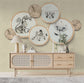 3D wood circle flowers and birds wallpaper