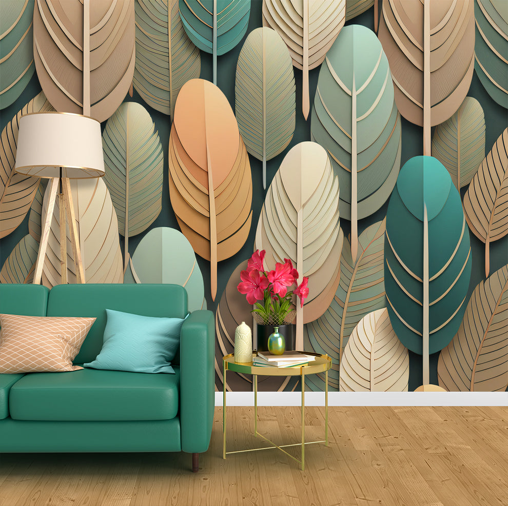 Abstract Colorful Feather Design Wallpaper