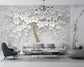 Golden tree with white flowers 3D wallpaper for living room - view 4