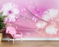 Pink Flowers And Beautiful Butterfly Wallpaper