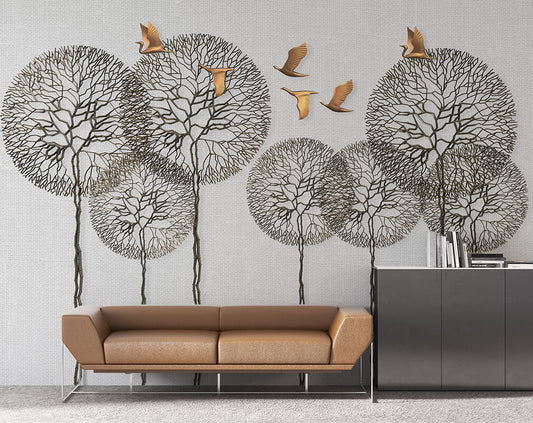 Living Room - 3d Creative dandelion flower art and birds wallpaper