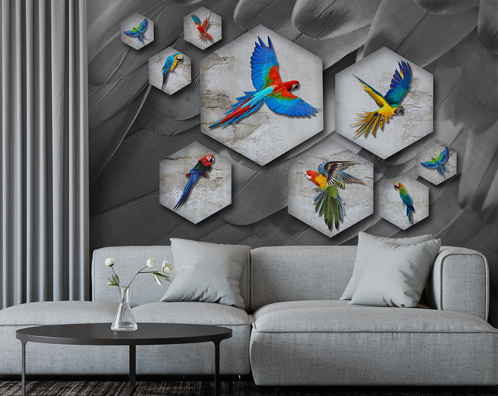 Modern beautiful parrot wallpaper