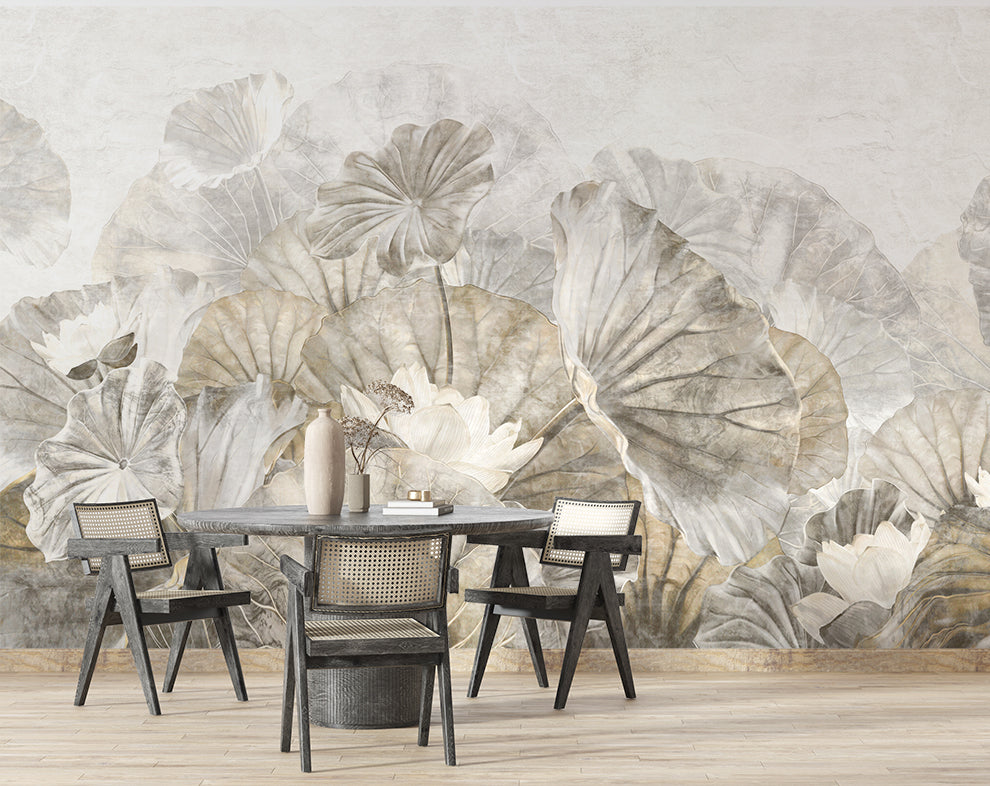 Botanical Lotus Leaf Wallpaper