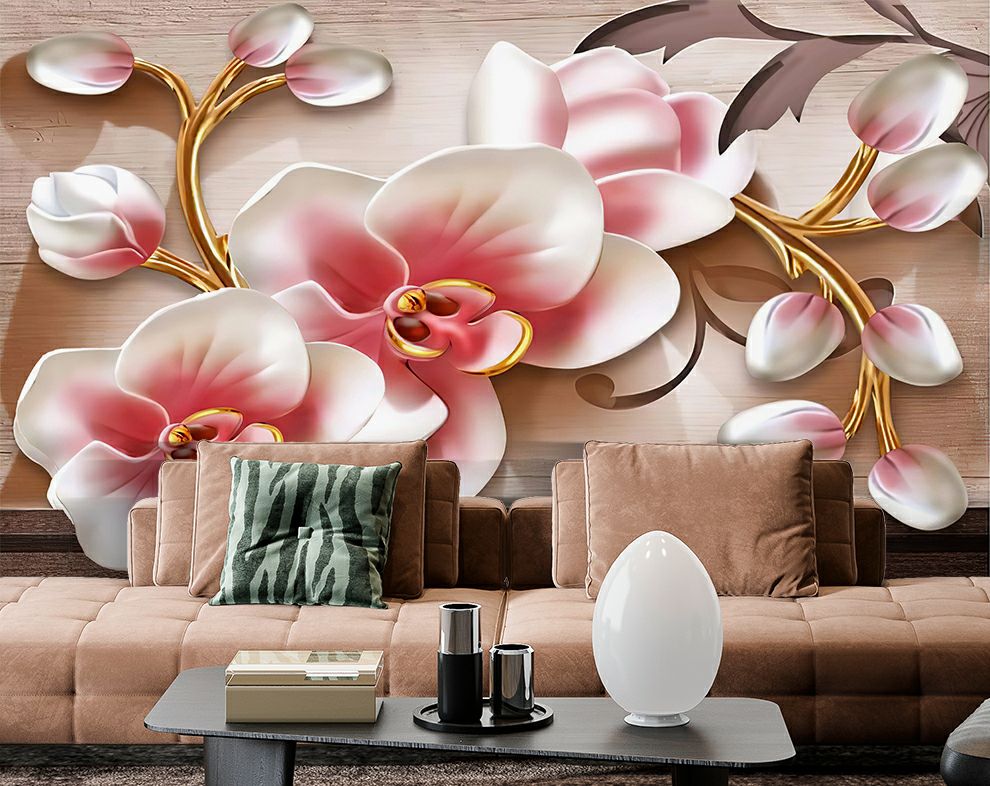 Pink And White 3D Flower Wallpaper