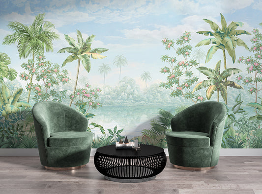 Tropical Trees And Forest Jungle Green Wallpaper