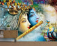 Radha Krishna flute wallpaper for living room and pooja room wall - view 4